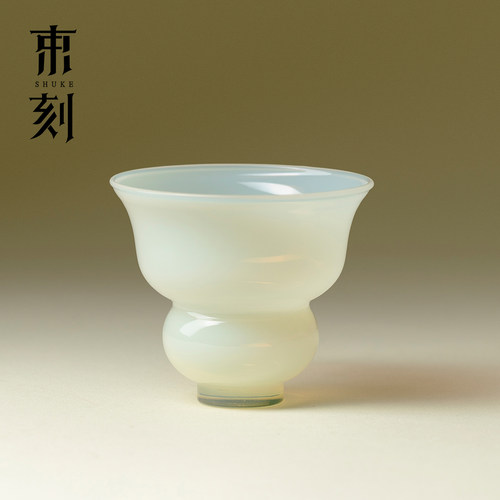 束刻高端冰玉玻璃葫芦茶杯主人杯高级感透明喝茶品茗杯个人专用杯