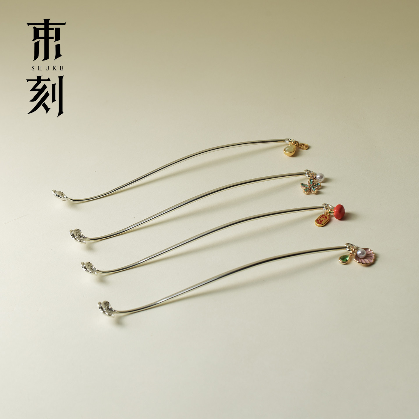 束刻 银杏叶挂饰茶拨高端合金长柄茶匙茶具配件分茶器取茶勺单只