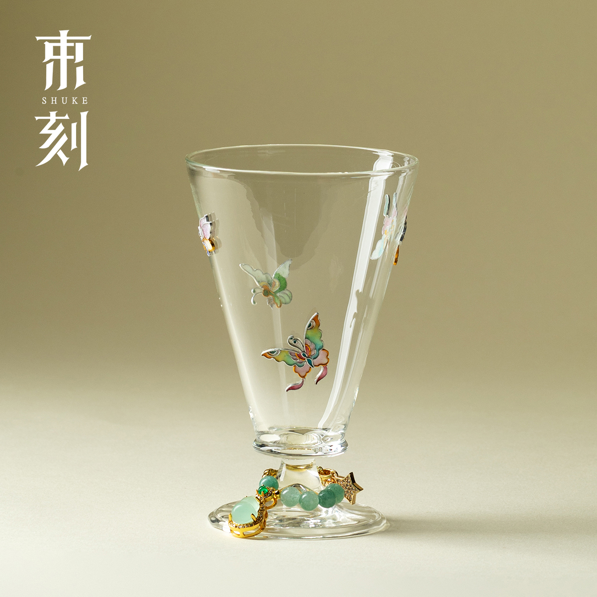 束刻掐丝珐琅玻璃鸡尾酒杯高端景泰蓝高脚杯茶杯高级感香槟杯酒杯