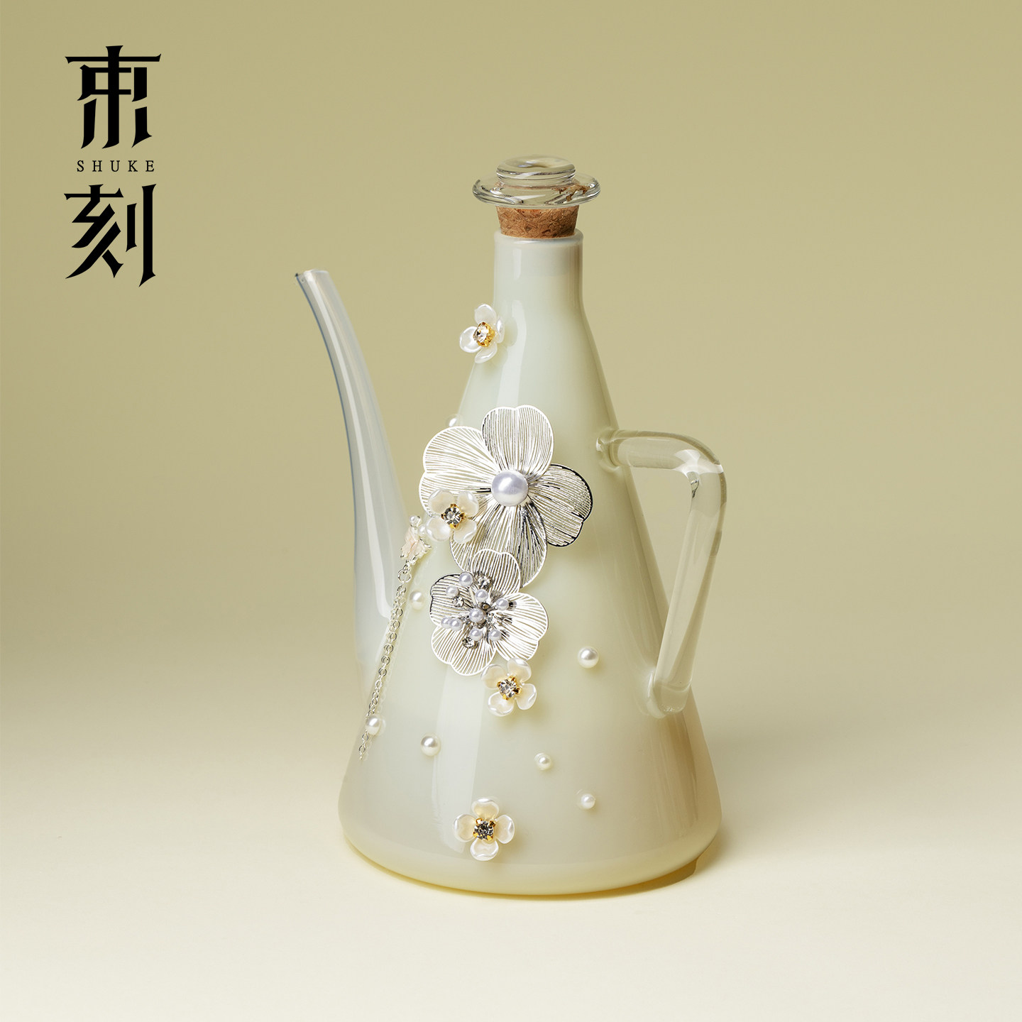 束刻冰玉玻璃花莹冷泡壶原创手工创意家用冷萃壶多功能分享壶酒壶