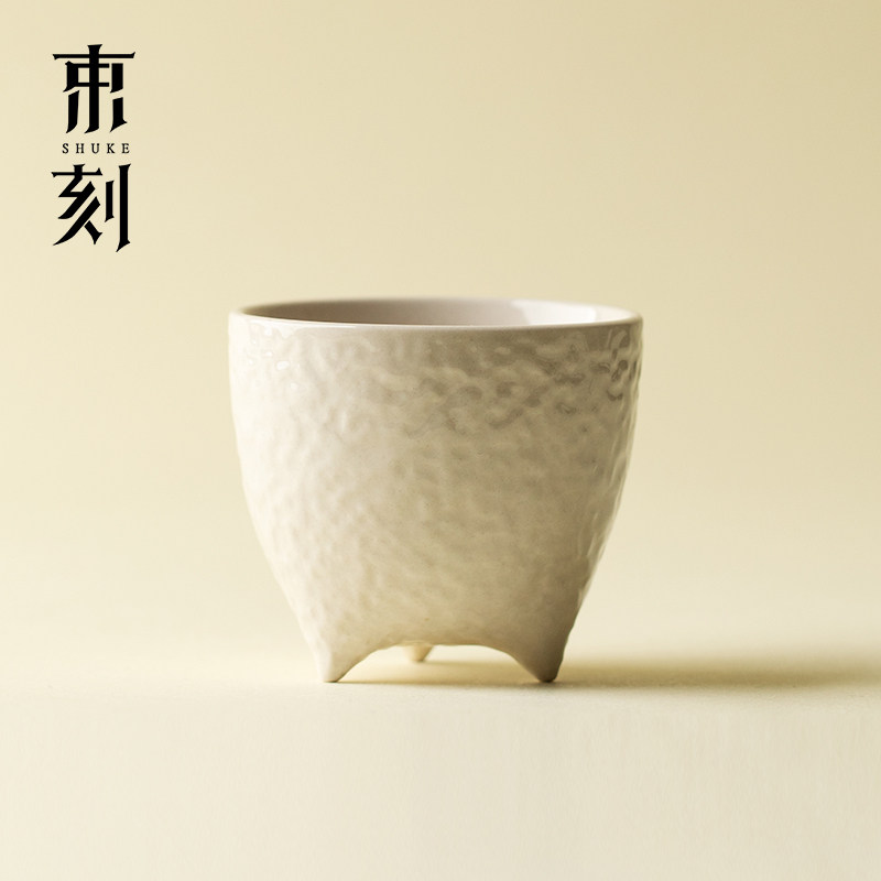 束刻 日式草木灰三足主人杯陶瓷手工锤纹茶杯简约个人杯喝茶单杯,餐饮具,茶杯,淘宝优惠券,粉丝福利购,淘宝优惠卷