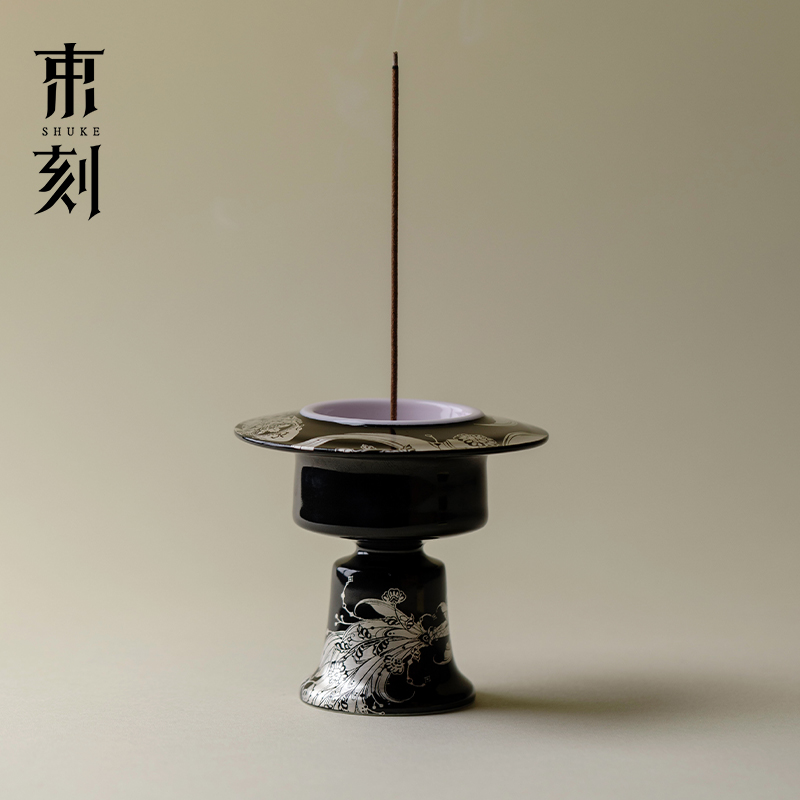 束刻轻奢高端错金银彩线香香炉精致手工熏香炉家用室内沉香檀香炉