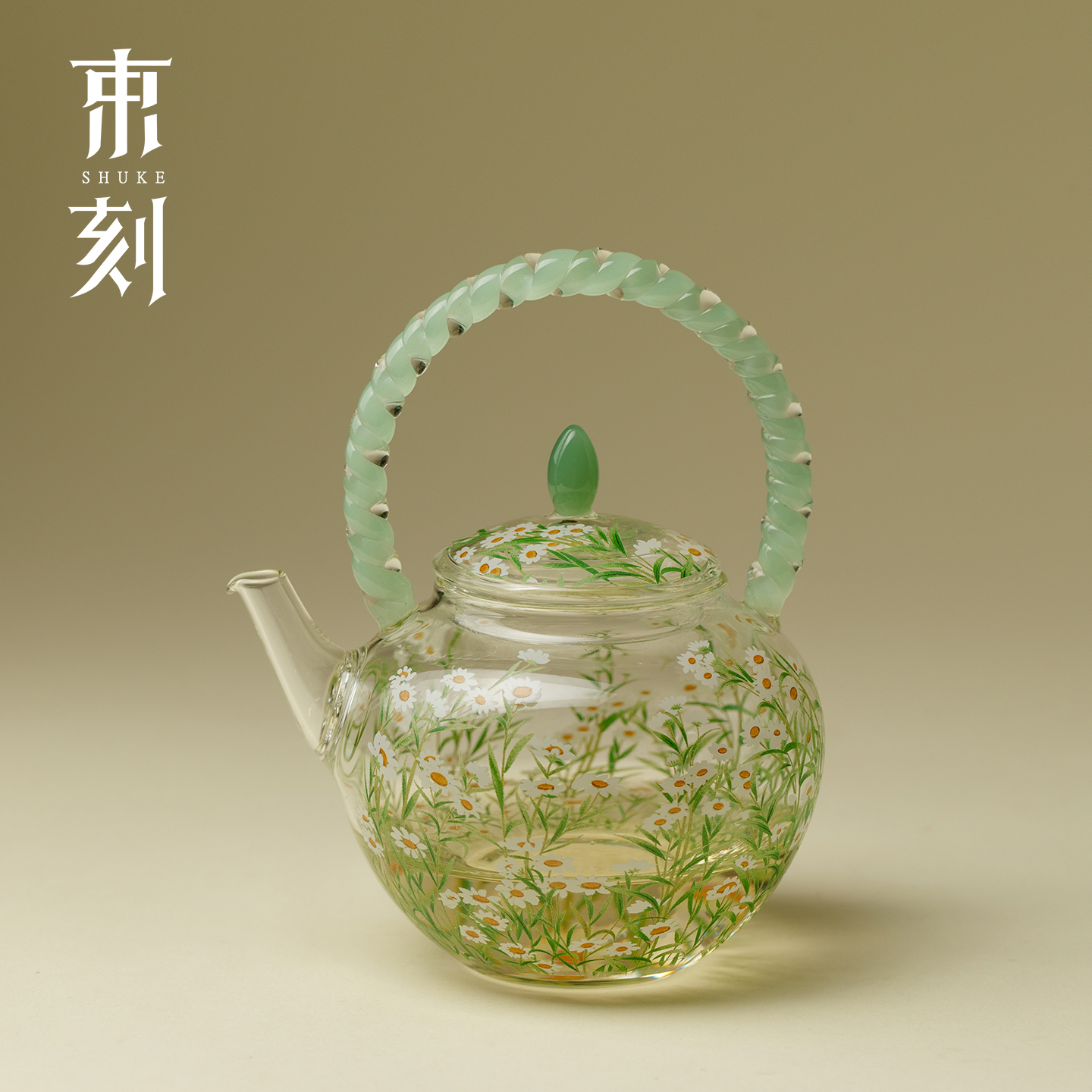 手绘小雏菊提梁壶袋过滤泡茶器