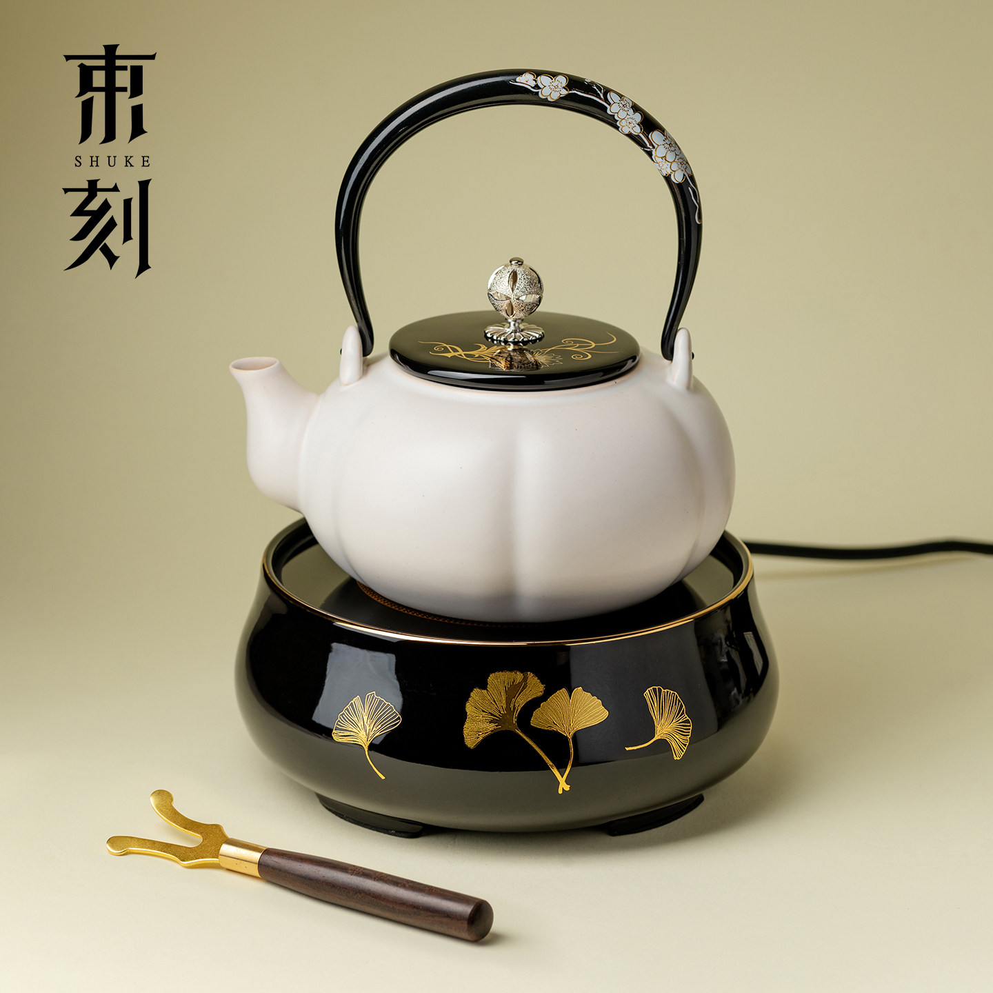 束刻新中式珐琅彩电陶炉大容量耐热玻璃煮茶器套装家用烧水壶套装