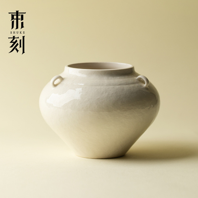 束刻 创意手工双耳水孟水建日式草木灰陶瓷茶洗大容量茶渣废水缸