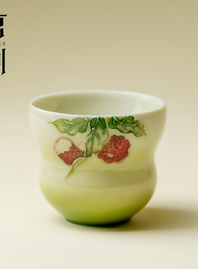 束刻《长安的荔枝》釉下粉彩葫芦茶杯精致手绘陶瓷主人杯品茗杯