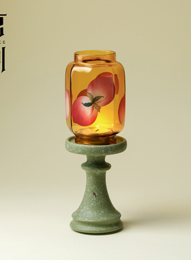 束刻中国传统色绿色明清烛台禅意室内陶瓷氛围灯创意古典家居摆件