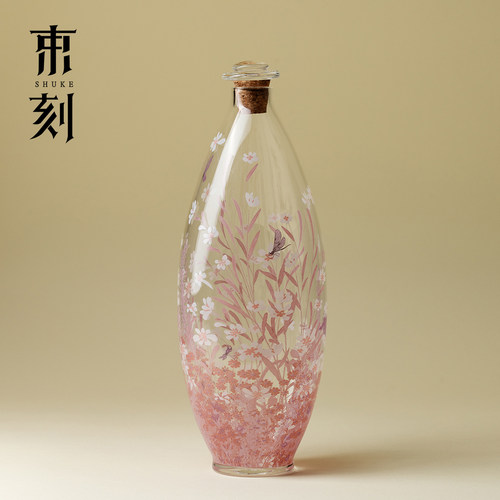 束刻粉屿中式耐热玻璃瓶冷泡瓶热泡瓶高级感密封酒瓶器凝聚酒具瓶