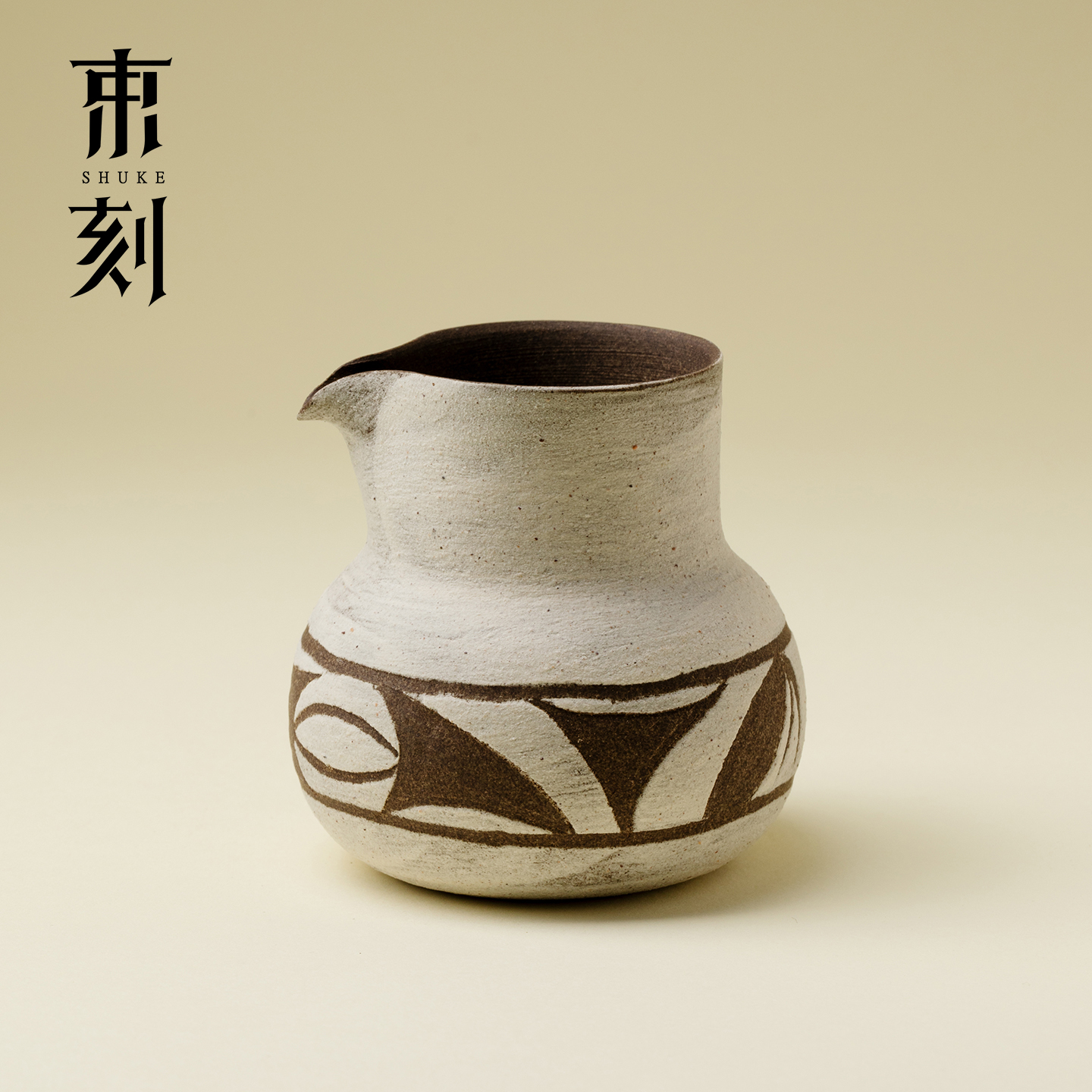 束刻 诧寂风复古粗陶刻绘和风公道杯日式茶海手工景德镇茶具匀杯