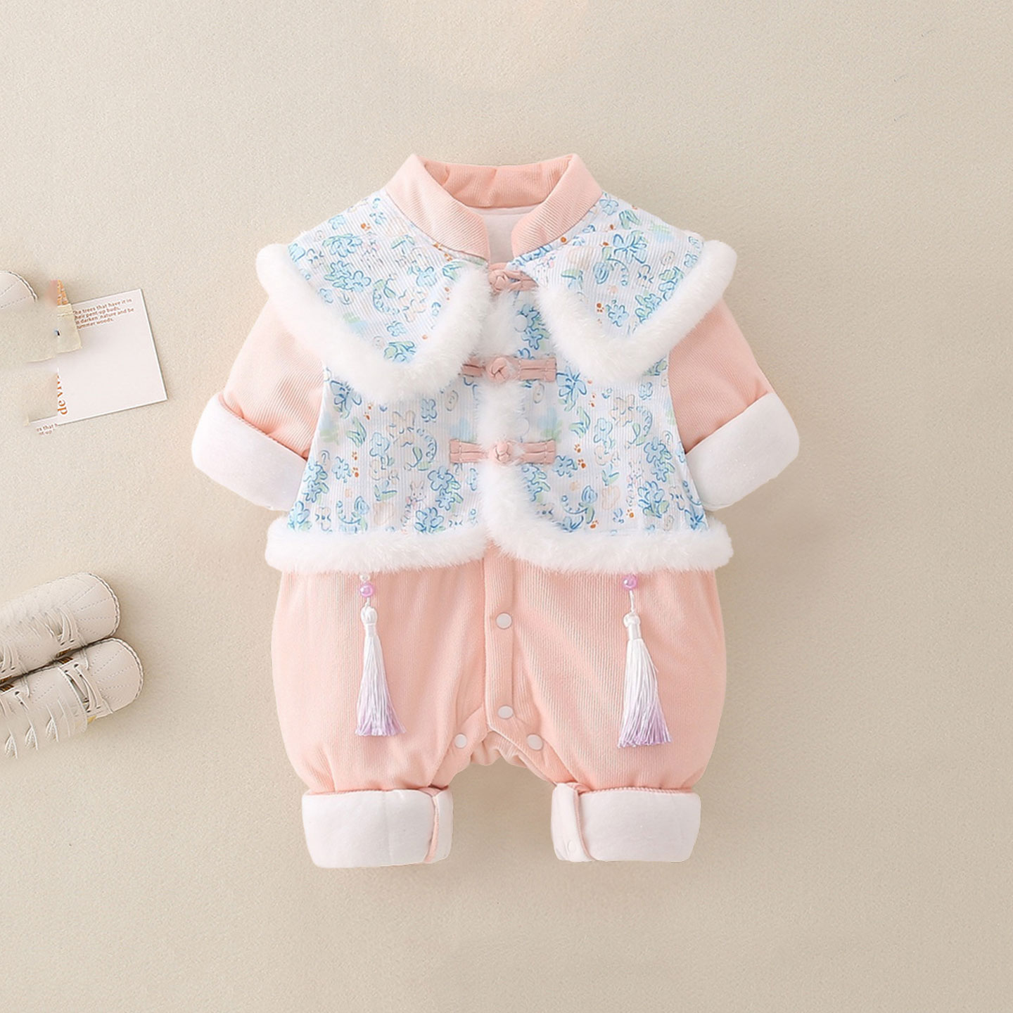 女宝宝冬装连体衣加厚外出服