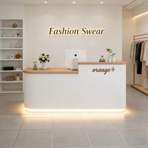 简约小型吧台服装店收银柜台转角柜台童装美发店美容院前台桌接待