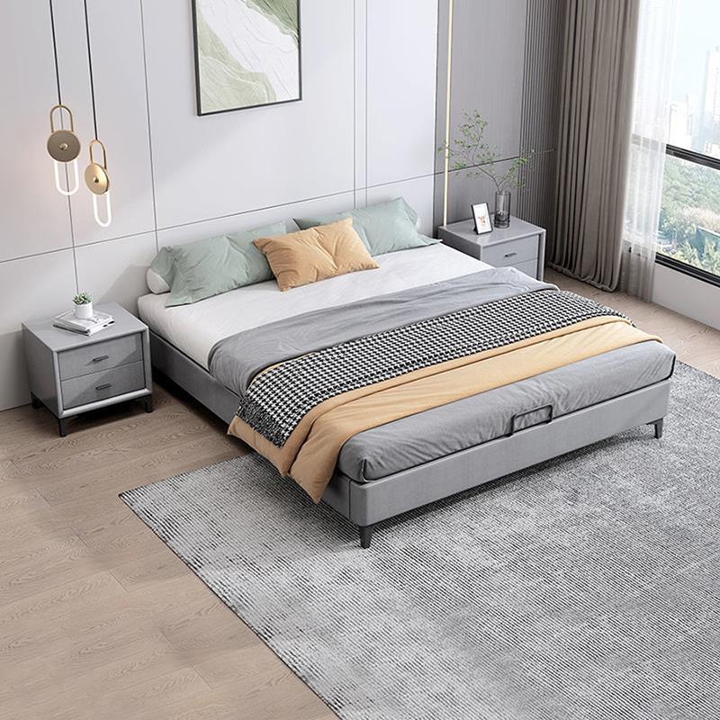 意式极简无头床现代简约科技布艺双人床小户型轻奢公寓次卧网红款