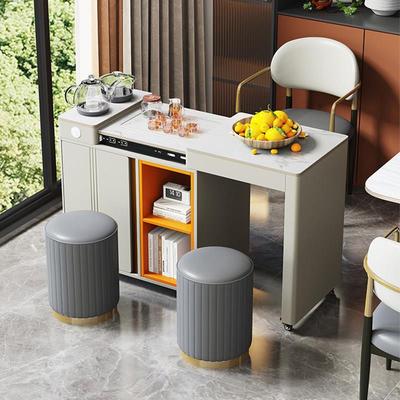 现代简约岩板阳台小型移动泡茶车轻奢小茶桌家用伸缩可旋转茶台