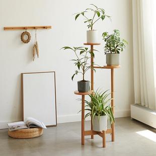 阳台花架子置物架室内客厅落地式 多层绿萝花卉盆景摆件实木花盆架