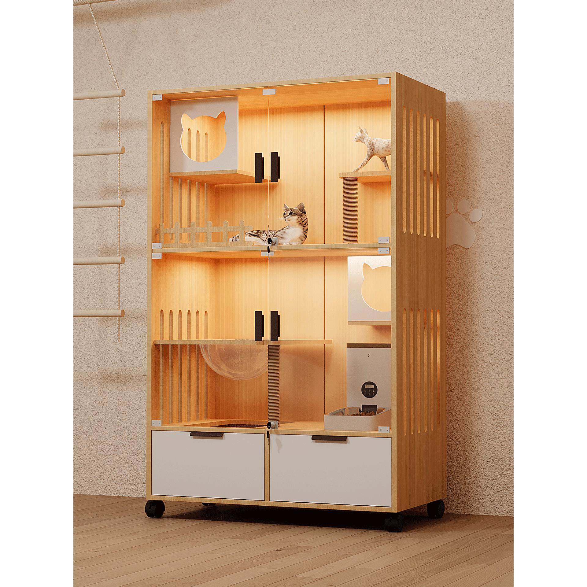 实木猫别墅猫笼家室内集成超大空间猫屋猫窝多层猫柜带厕所,宠物/宠物食品及用品,猫笼子/猫别墅,淘宝优惠券,粉丝福利购,淘宝优惠卷