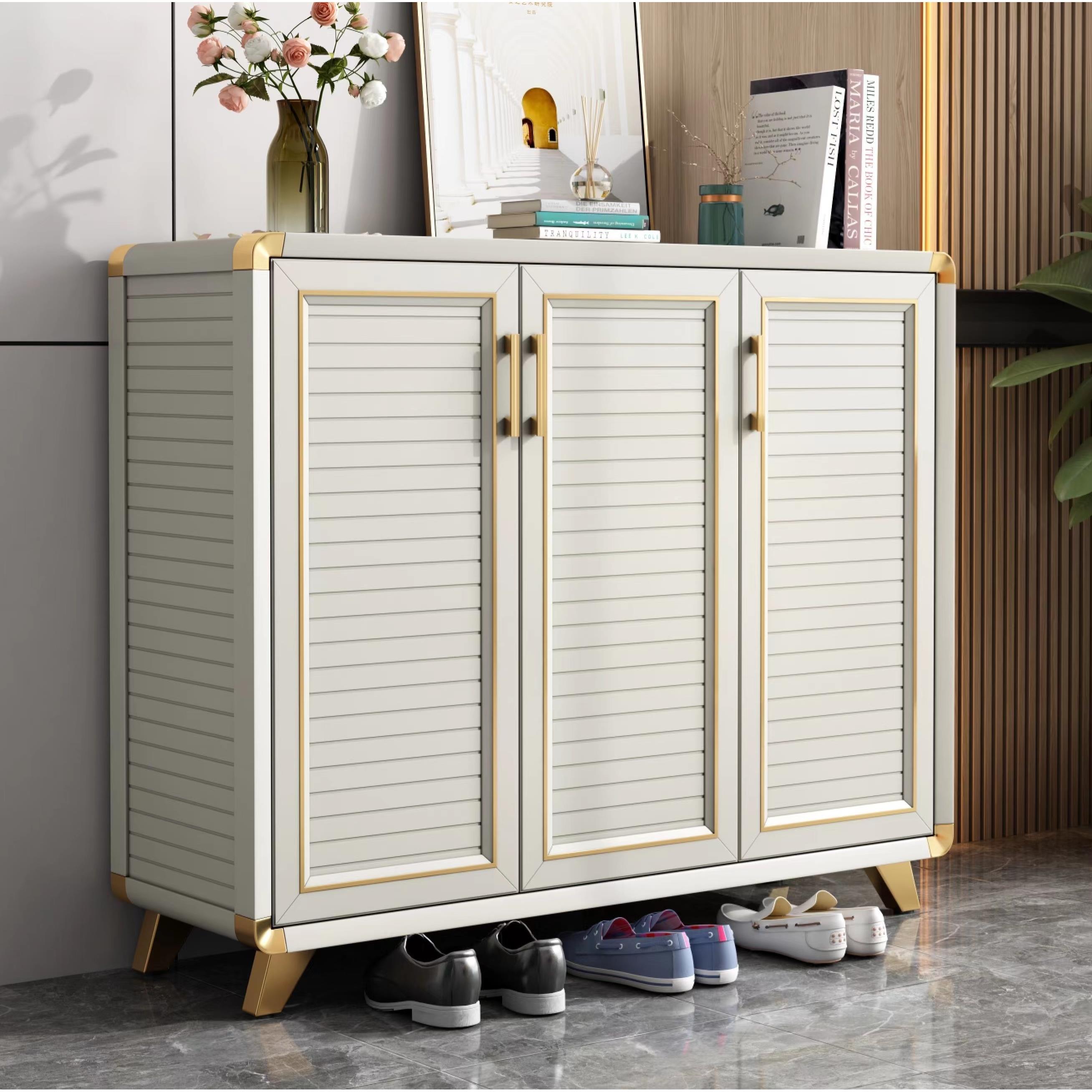 轻奢全铝合金鞋柜家用门口室外户外防水防晒鞋架阳台储物柜子定制