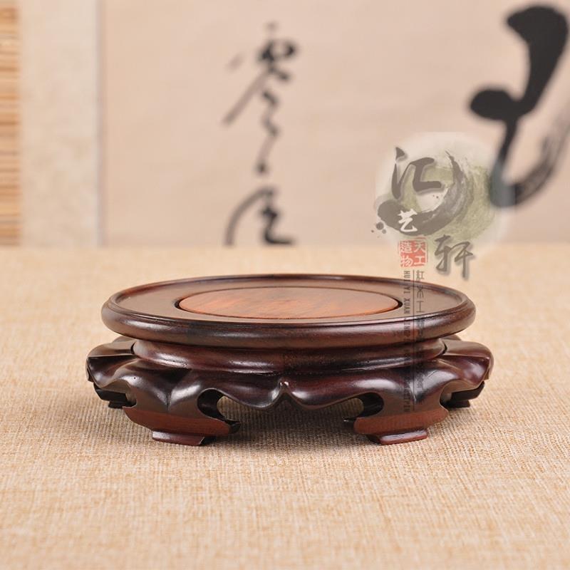 红木雕刻红酸枝紫砂茶壶底座花瓶底座玉器奇石文玩摆件香炉底座
