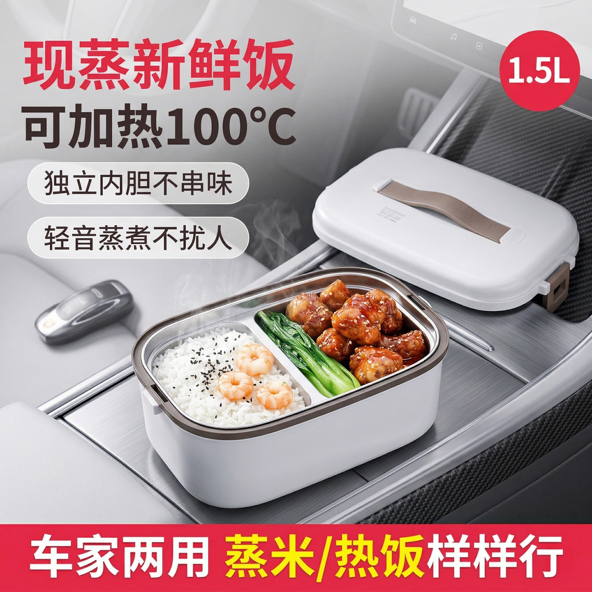 12v车载加热饭盒小微波炉插电保温220V家用电饭煲车用热饭神器