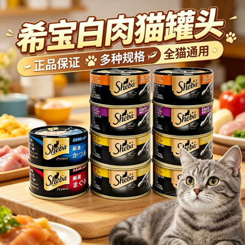 sheba希宝进口黑罐白肉猫罐通用