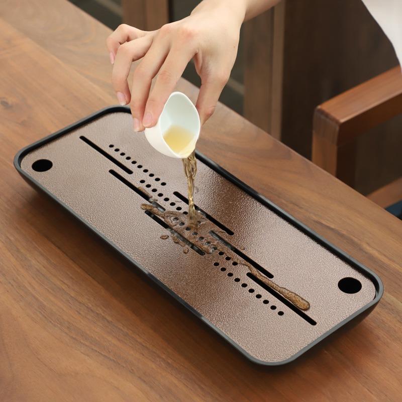 家用茶盘小型沥水简约日式小茶台干泡托盘长方形功夫茶具储水茶海