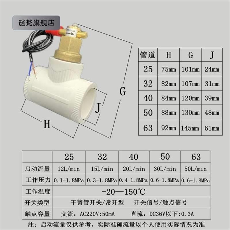 ppr管靶式空气能空调缺水保护水流开关感应器