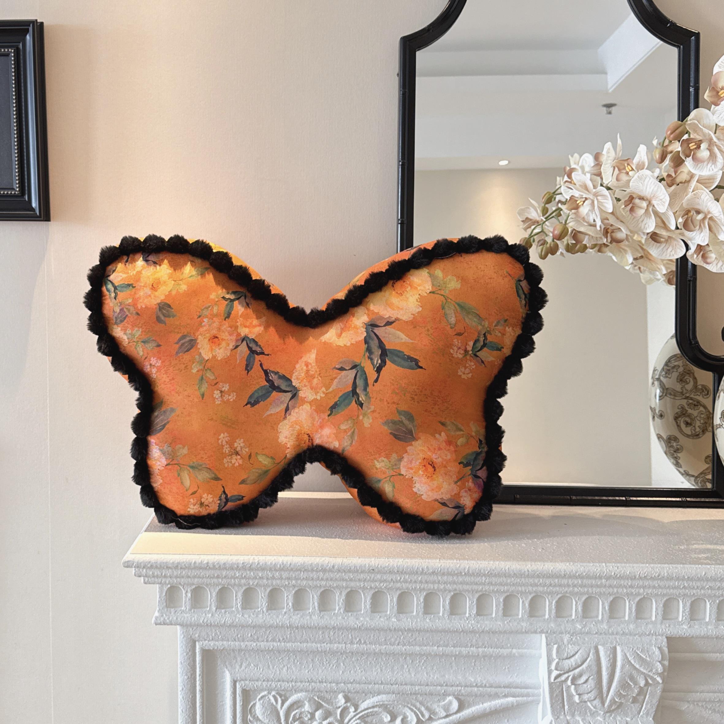 法式复古蝴蝶抱枕靠垫客厅沙发床头靠背垫腰枕腰靠腰垫床上靠枕