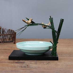 明档餐厅用品 竹子铁艺意境餐具创意摆台意境菜特色餐具异形盘个性