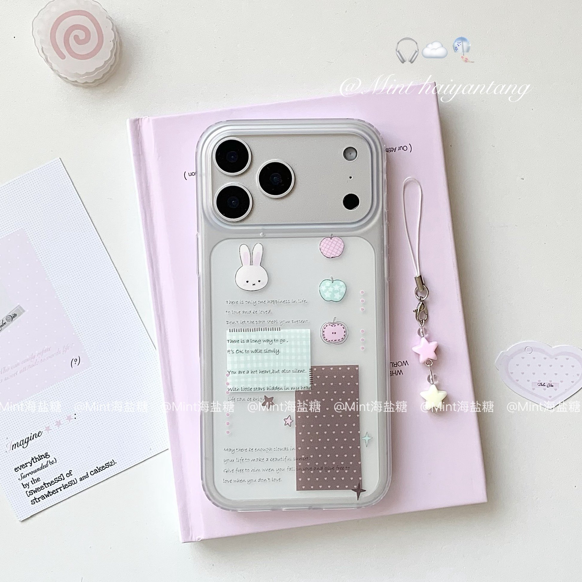 原创「拼贴小兔」韩系ins风透明imd苹果手机壳iPhone17ProMax磨砂,个性定制/设计服务/DIY,手机壳/保护套定制,淘宝优惠券,粉丝福利购,淘宝优惠卷