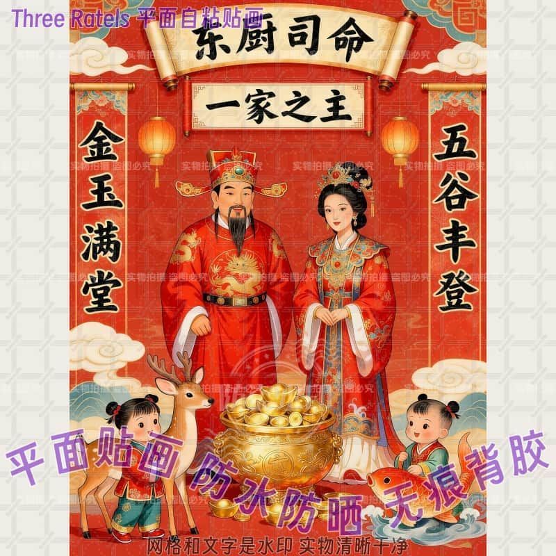 2026新年一家之主灶王爷贴画厨房