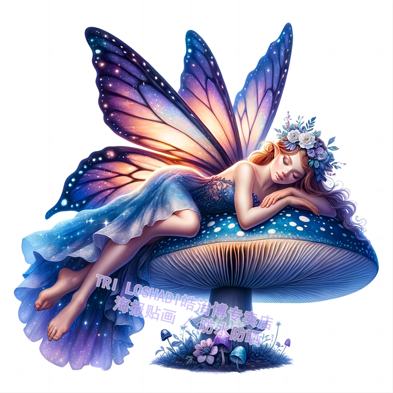 欧美风格童话森林花仙子卡通贴画儿童房宿舍房间墙上装饰防水布置