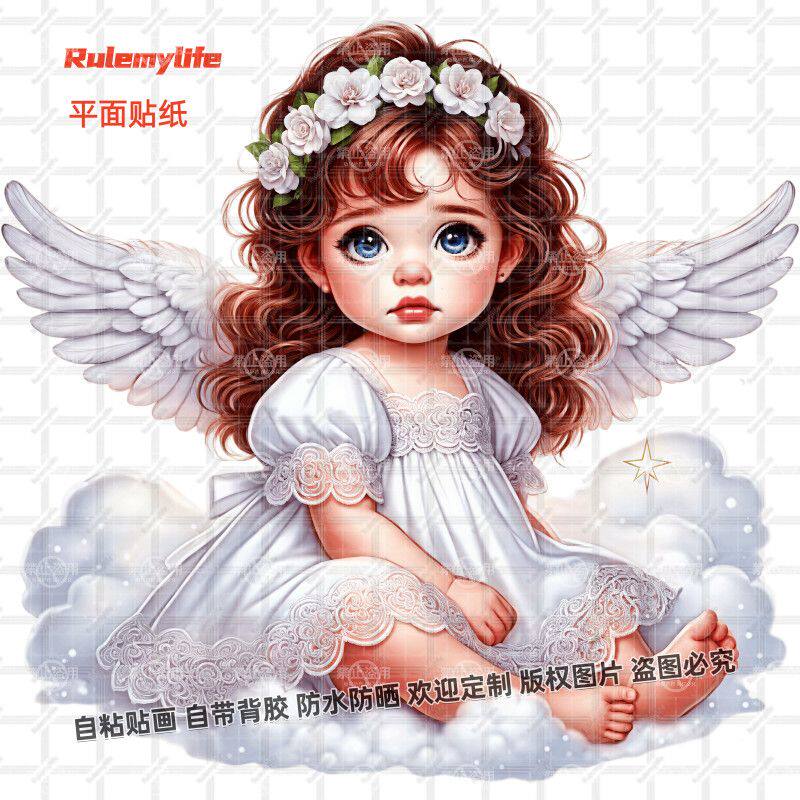 唯美天使宝宝贴画车贴墙面门贴划