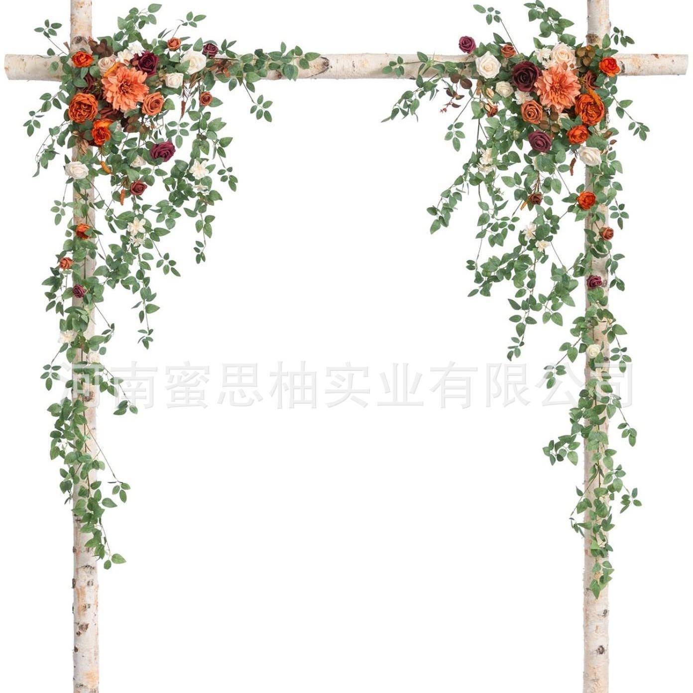 亚马逊跨境拱门花藤仿真花人造玫瑰假花户外花架婚礼布置装饰
