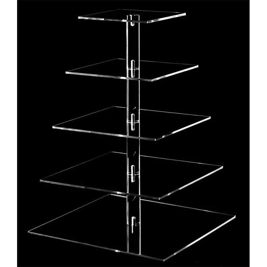 5层方形亚克力蛋糕展示架 婚礼蛋糕架 水果甜点摆放架 cake stand