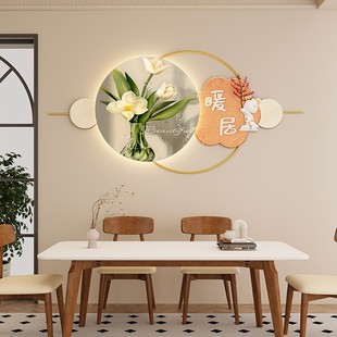 壁画轻奢高级感客厅背景墙装 led灯画餐厅挂画奶油风2024新款 饰画