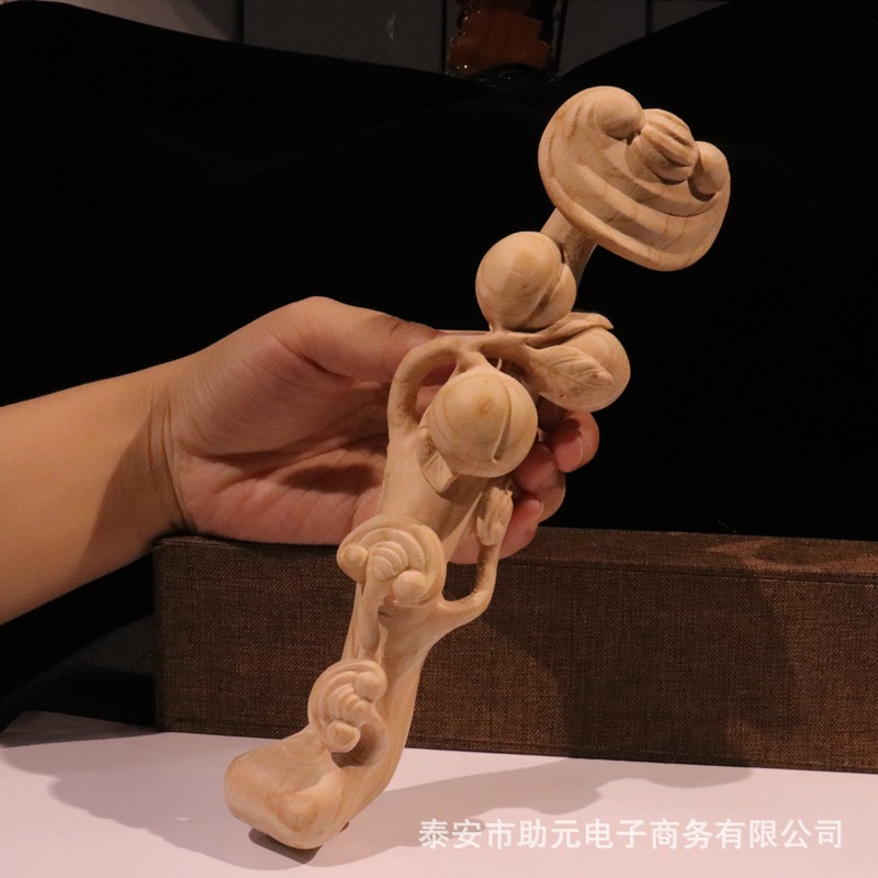 桃木雕刻灵芝寿桃如意木雕摆件木雕挂件木雕工艺品木雕手把件