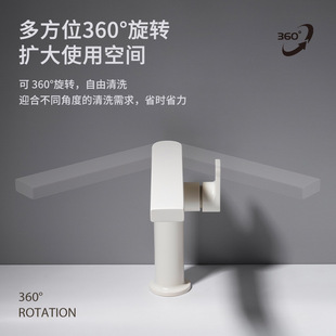 全铜枪灰奶白冷热家用浴室水龙头卫生间洗漱台洗面盆高颜值龙头