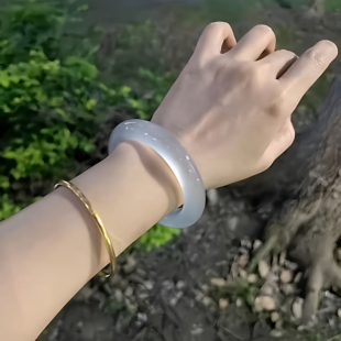 玉长情【清水系列】白月光冰种玉髓玛瑙平替女石英岩玉手镯子处理