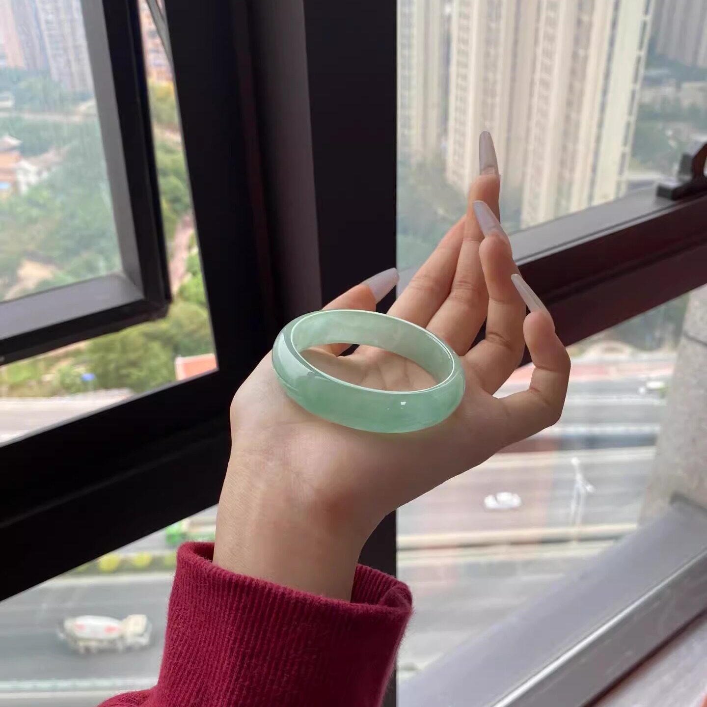 玉长情【青绿系列】翡翠玉手镯子
