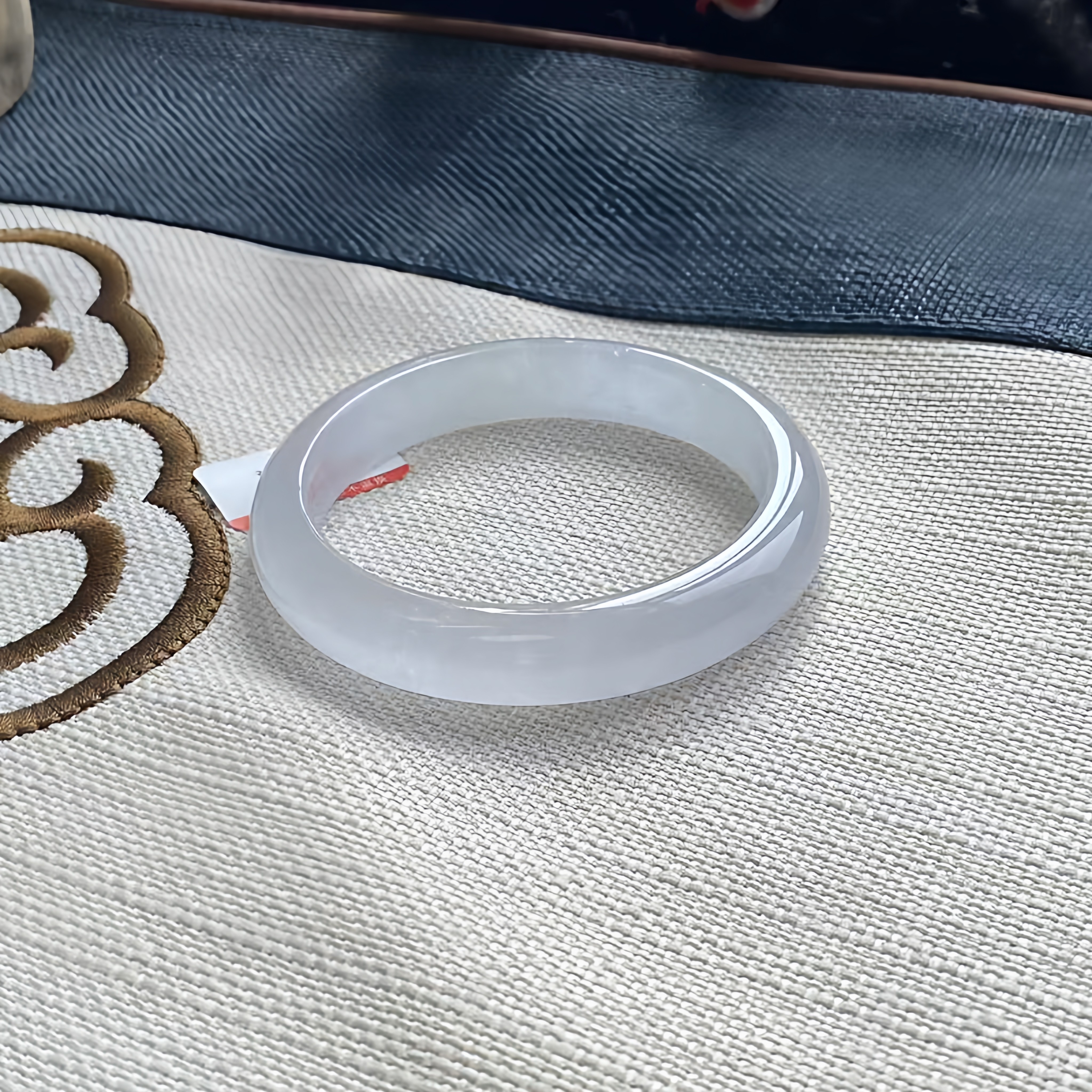 玉长情【清丽系列】缅甸翡翠手镯飘花纯色正圈高冰种平安镯女处理