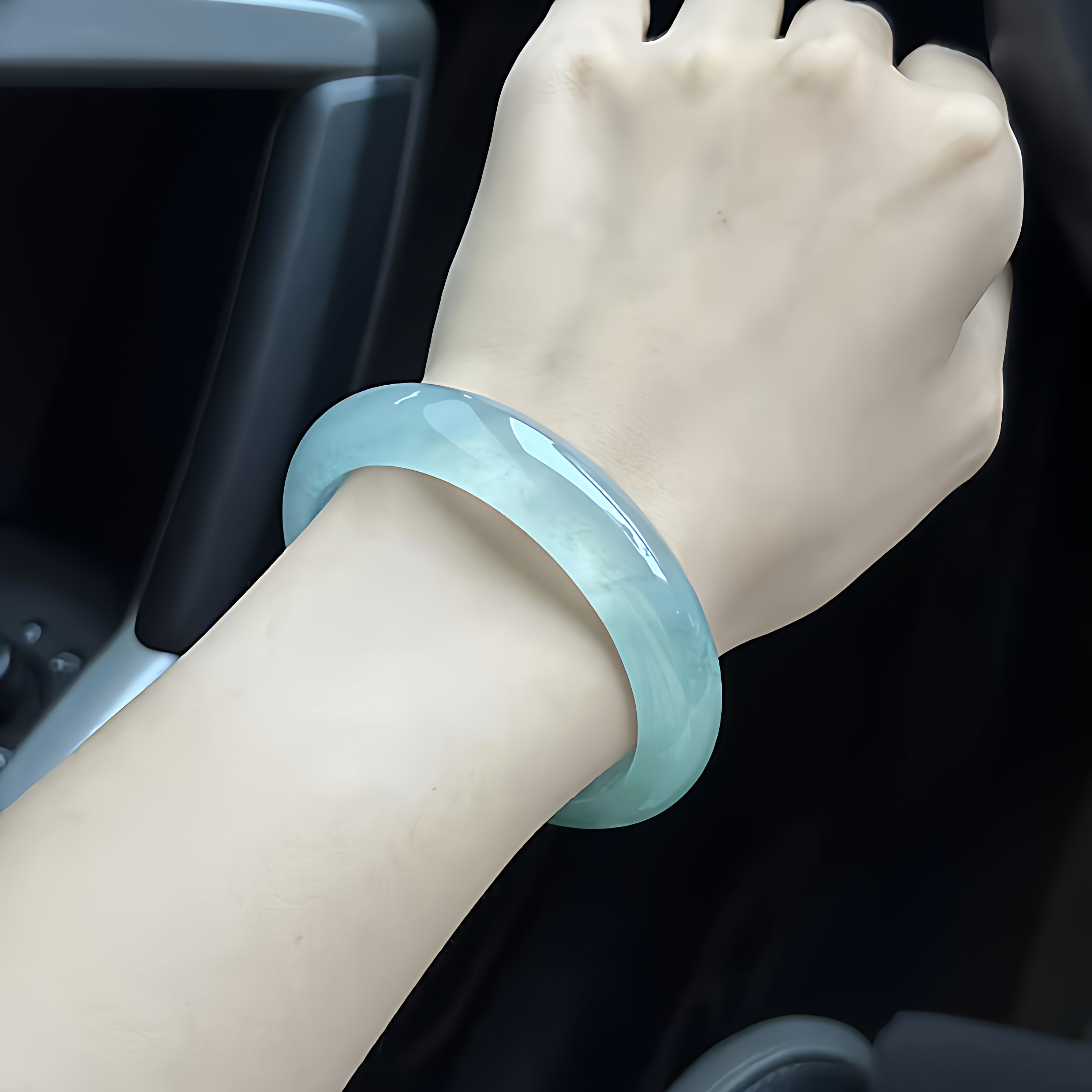 玉长情【湖水系列】翡翠手镯冰种晴水玉手镯冰透正圈缅甸玉石处理