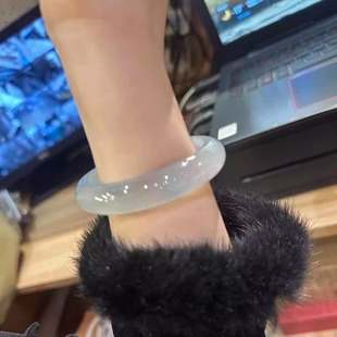 玉长情 冰透白月光翡翠玉手镯子高端翡翠纯色玉石处理 清丽系列