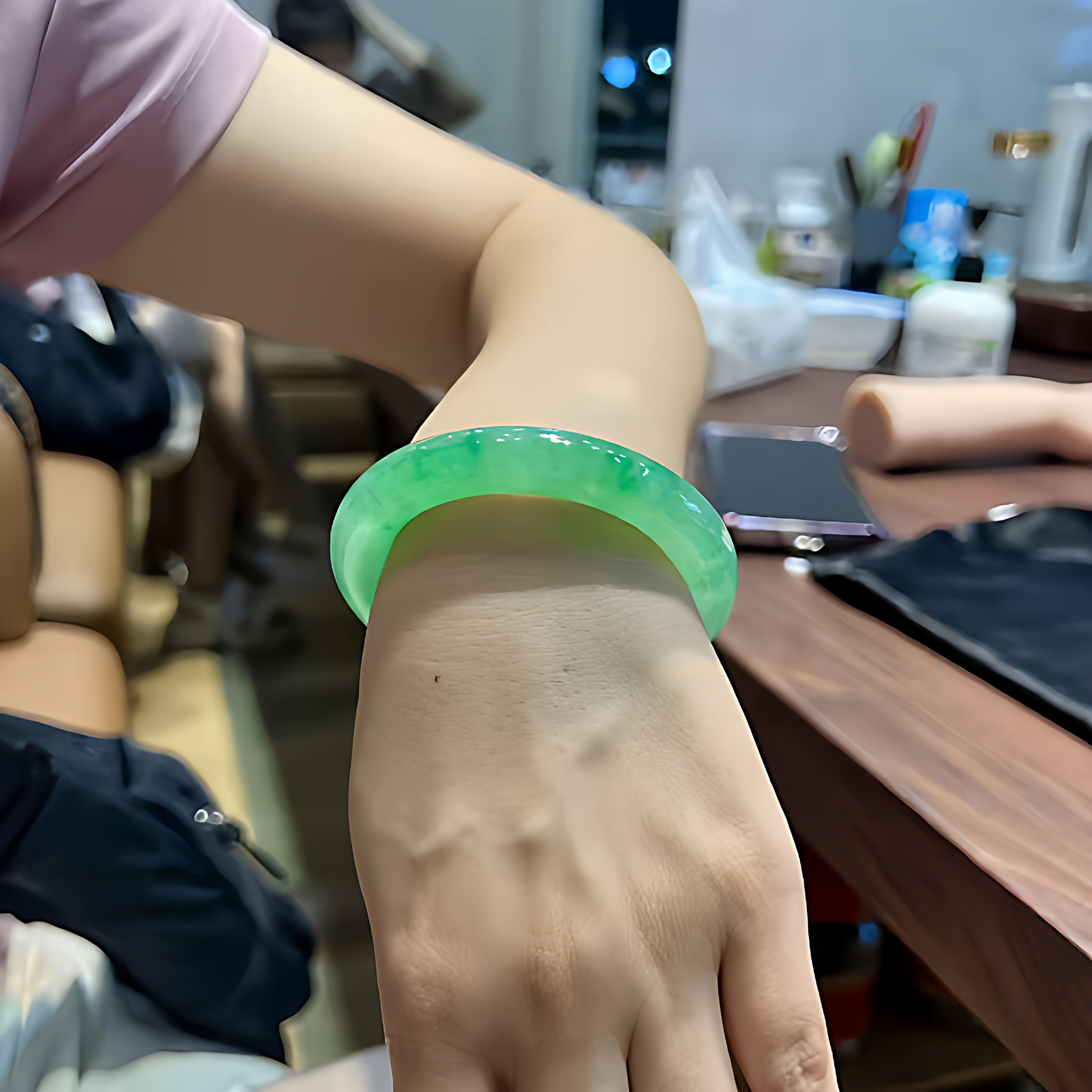 玉长情【满面系列】冰种翡翠玉手镯真玉帝王绿满绿手镯子女款处理