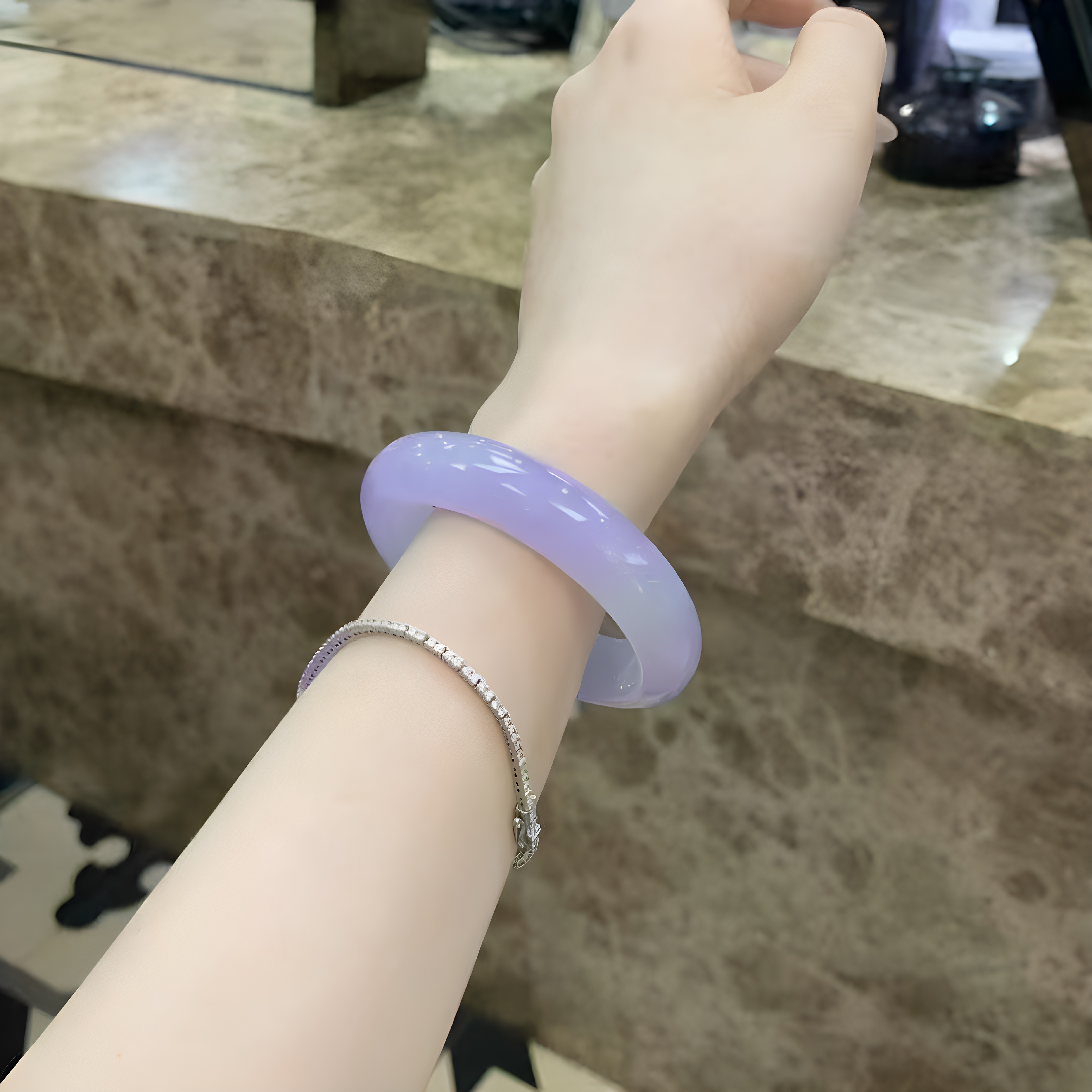 玉长情【如诗系列】冰种玉手镯子紫罗兰翡翠高端正品女旗舰店处理