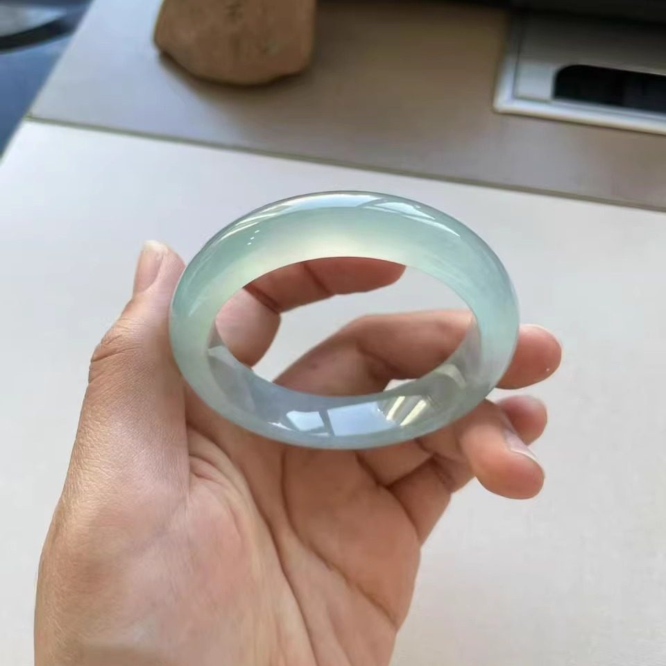 玉长情【缟羽系列】缅甸翡翠玉手镯子冰种贵妃翡翠白月光玉石处理