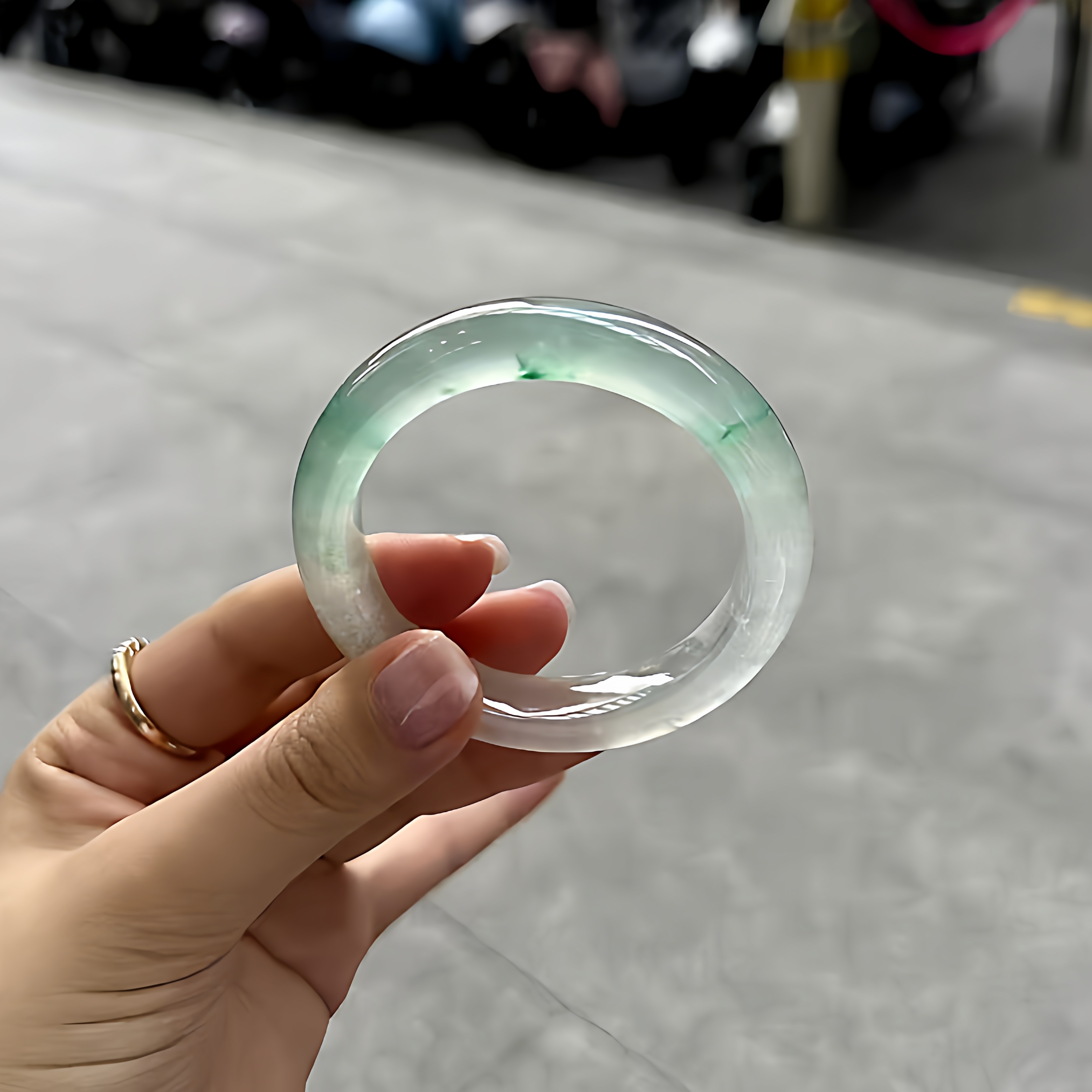 玉长情【百花系列】冰种缅甸高端翡翠正品玉手镯子飘花步离镯处理