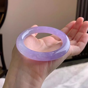 玉长情 高端缅甸翡翠贵妃镯冰种紫罗兰真玉手镯子处理 如诗系列