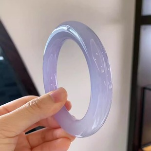 玉长情 高端缅甸翡翠贵妃镯冰种紫罗兰真玉手镯子处理 如诗系列