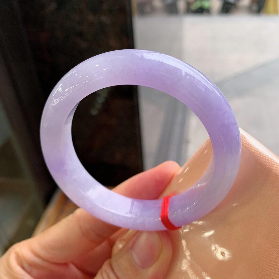 玉长情【如诗系列】缅甸冰种翡翠玉手镯子女款紫罗兰纯色真玉春彩