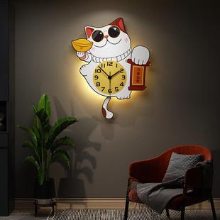约5创意时钟mt644295 网红猫咪仿时生钟表挂钟客厅家用简尚202新款