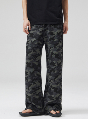 SANDY美式迷彩休闲牛仔裤男春季宽松直筒显瘦vibe个性工装裤子